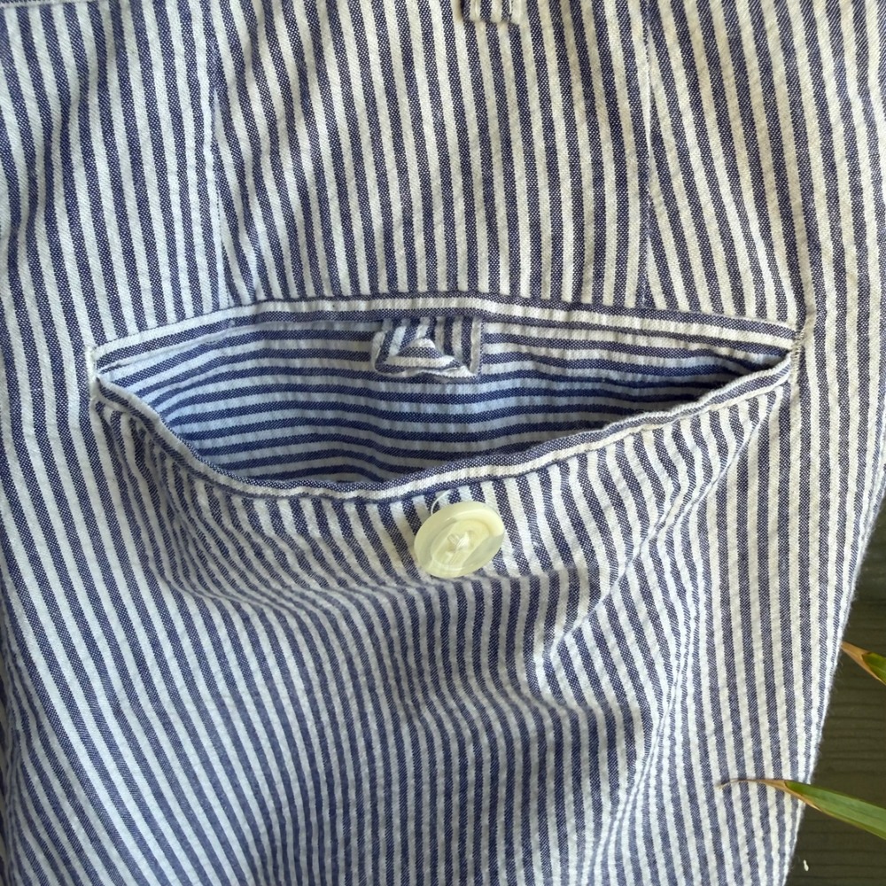 Alan Flusser Seersucker Cotton Dress Pants Blue White Stripe 40x32 - Picture 4 of 8